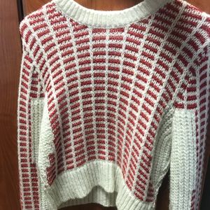 urban outfitters red/cream knit wool sweater S